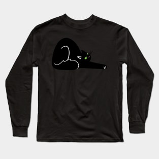 Stretching Black Cat Loaf Long Sleeve T-Shirt